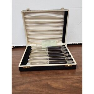 Cork & Son Sheffield, England Rosewood  Razoredge Stainless 6 Knives &‎ Box Lot